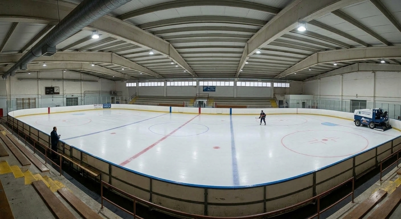 Jugador de hockey sobre hielo en pista en España